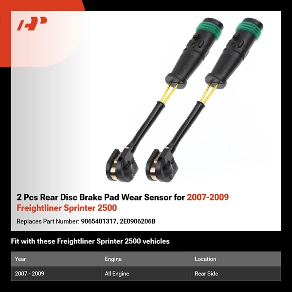 2 Pcs Rear Disc Brake Pad Wear Sensor for 2007-2009 Freightliner Sprinter 2500
