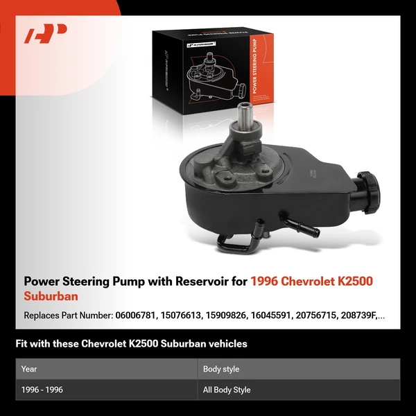 Power Steering Pump with Reservoir for 1996 Chevrolet K2500 Suburban