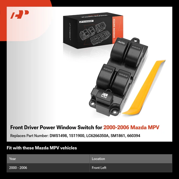 Front Driver Power Window Switch for 2000-2006 Mazda MPV