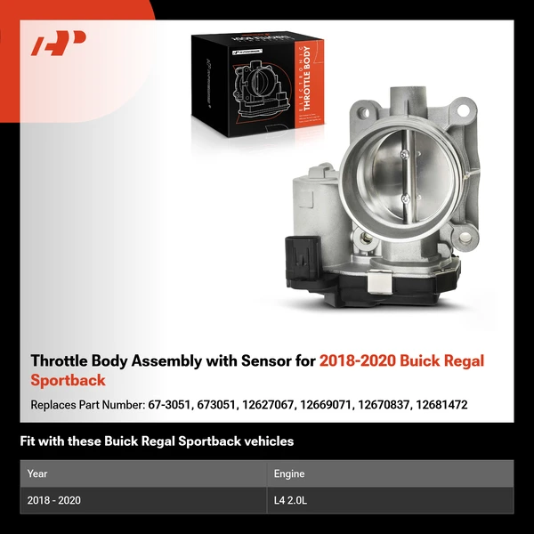 Throttle Body Assembly with Sensor for 2018-2020 Buick Regal Sportback