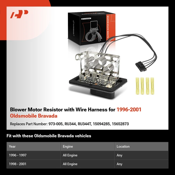 Blower Motor Resistor with Wire Harness for 1996-2001 Oldsmobile Bravada