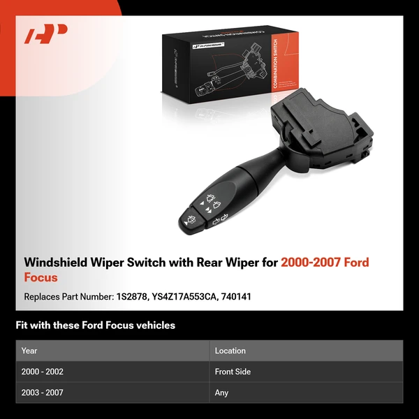 Windshield Wiper Switch with Rear Wiper for 2000-2007 Ford Focus