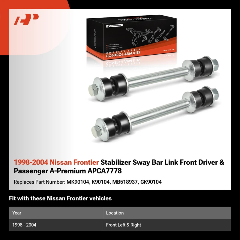 1998-2004 Nissan Frontier Stabilizer Sway Bar Link Front Driver & Passenger A-Premium APCA7778
