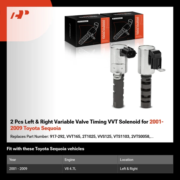 2 Pcs Left & Right Variable Valve Timing VVT Solenoid for 2001-2009 Toyota Sequoia