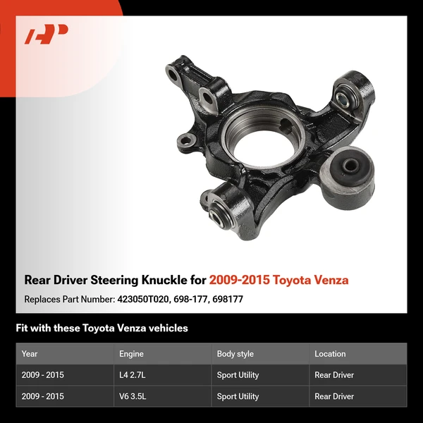 Rear Driver Steering Knuckle for 2009-2015 Toyota Venza