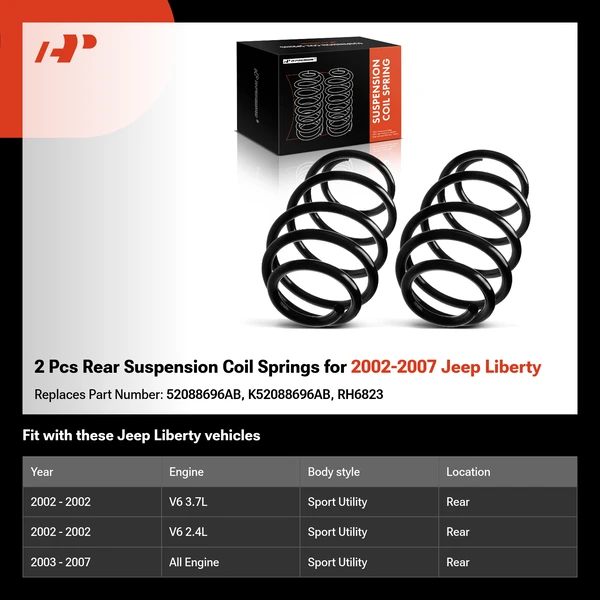 2 Pcs Rear Suspension Coil Springs for 2002-2007 Jeep Liberty