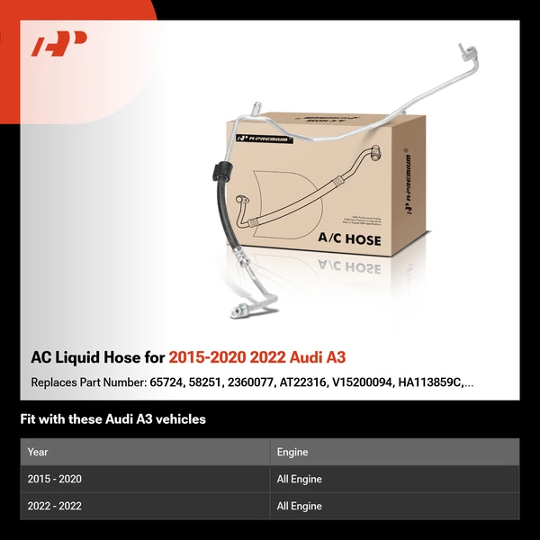 AC Liquid Hose for 2015-2020 2022 Audi A3