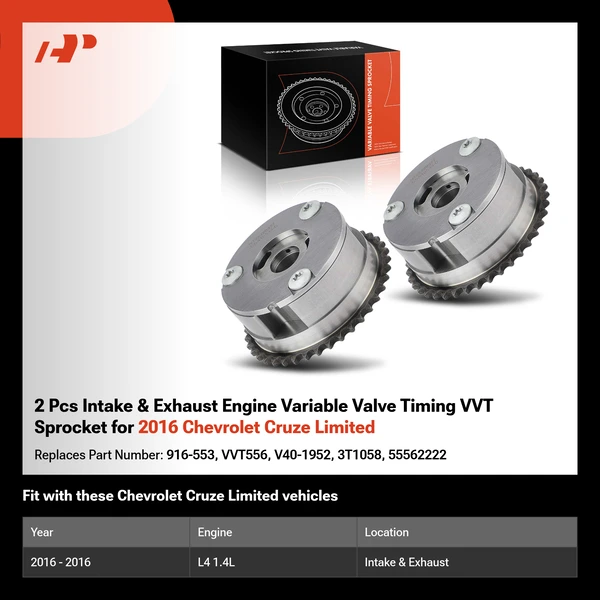2 Pcs Intake & Exhaust Engine Variable Valve Timing VVT Sprocket for 2016 Chevrolet Cruze Limited