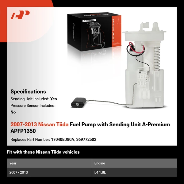 2007-2013 Nissan Tiida Fuel Pump with Sending Unit A-Premium APFP1350