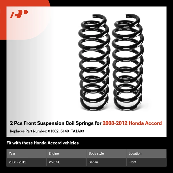 2 Pcs Front Suspension Coil Springs for 2008-2012 Honda Accord