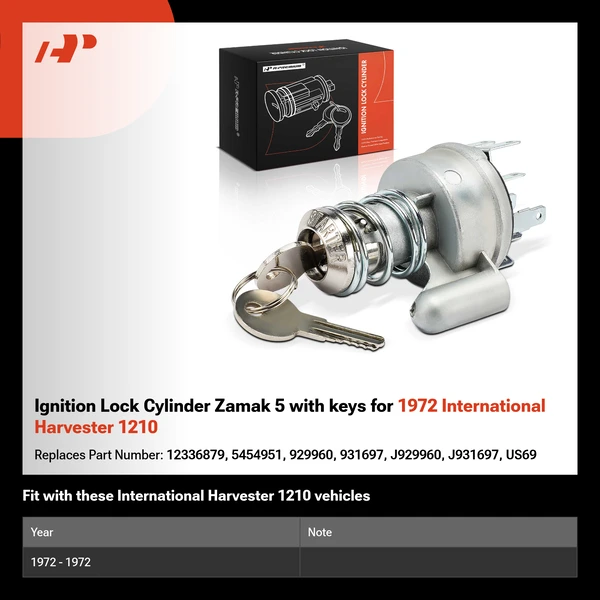 Ignition Lock Cylinder Zamak 5 with keys for 1972 International Harvester 1210
