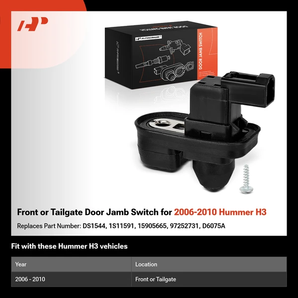 Front or Tailgate Door Jamb Switch for 2006-2010 Hummer H3
