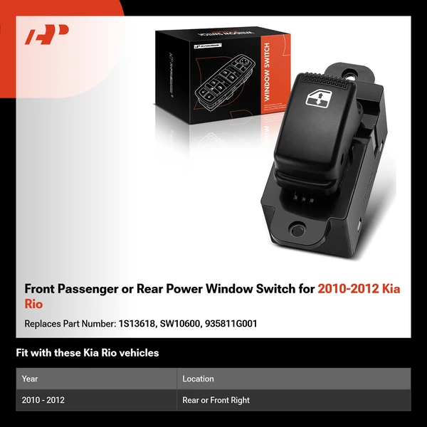 Front Passenger or Rear Power Window Switch for 2010-2012 Kia Rio