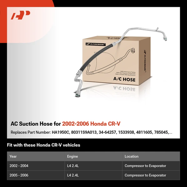 AC Suction Hose for 2002-2006 Honda CR-V