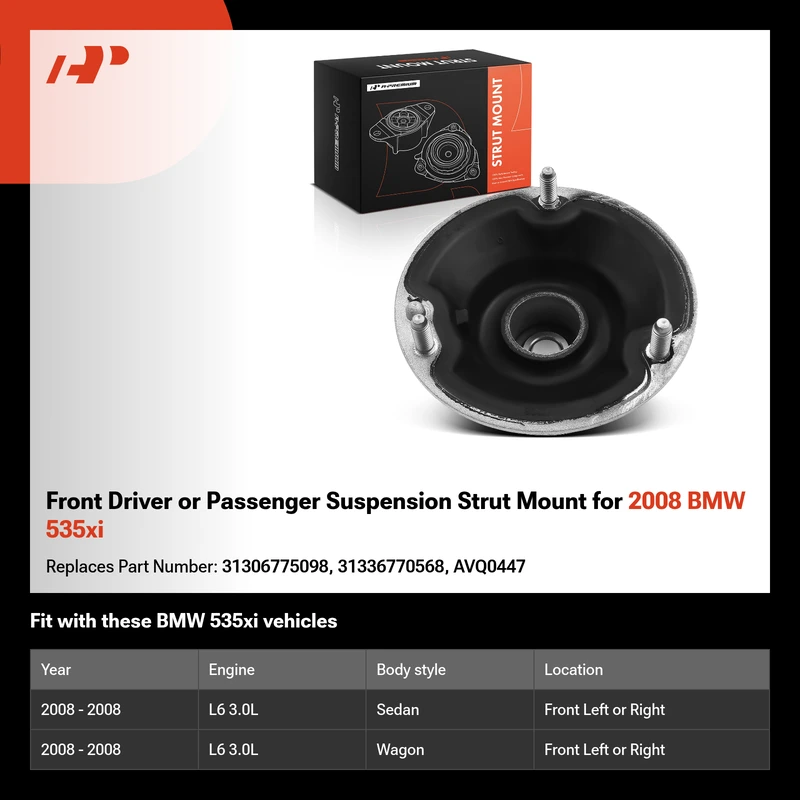Front Driver or Passenger Suspension Strut Mount for 2008 BMW 535xi