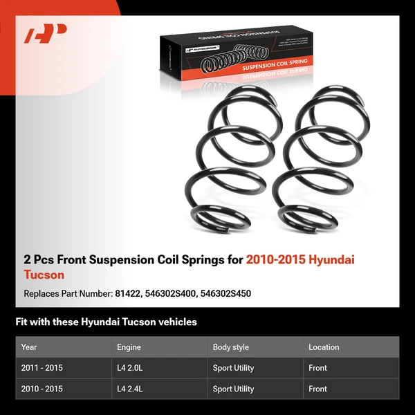 2 Pcs Front Suspension Coil Springs for 2010-2015 Hyundai Tucson