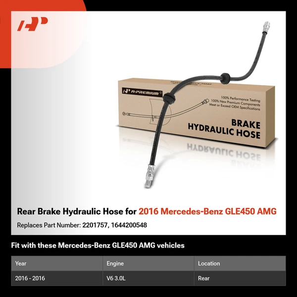 Rear Brake Hydraulic Hose for 2016 Mercedes-Benz GLE450 AMG