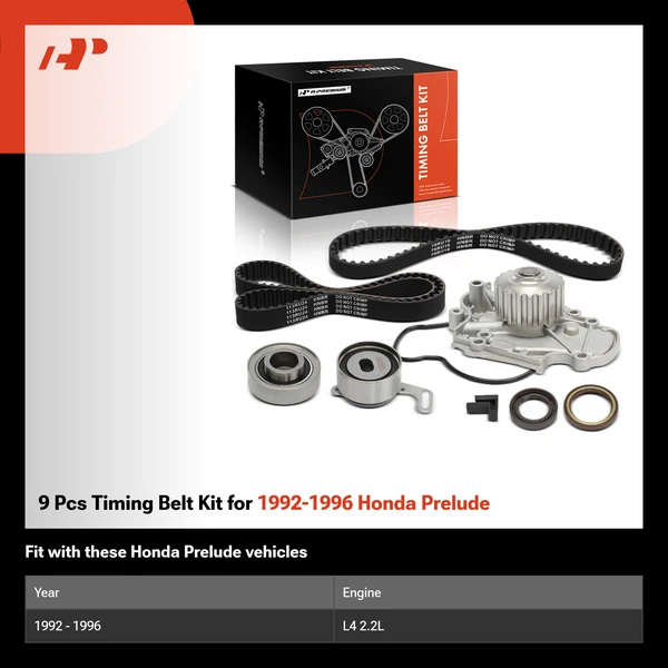 9 Pcs Timing Belt Kit for 1992-1996 Honda Prelude