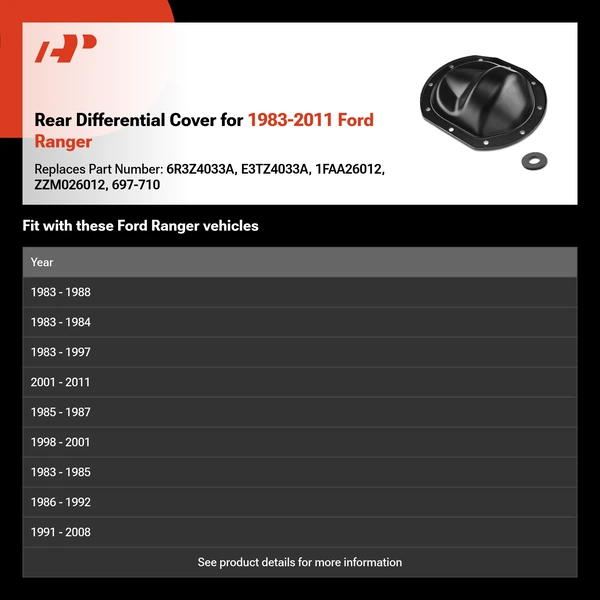 Rear Differential Cover for 1983-2011 Ford Ranger