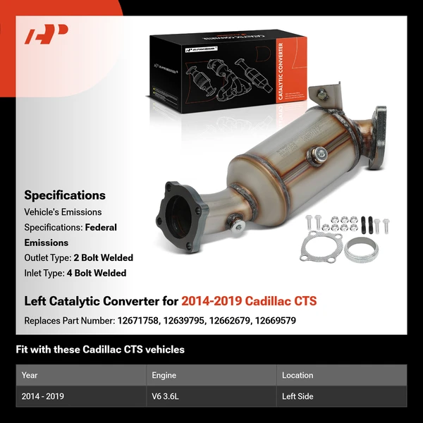 Left Catalytic Converter for 2014-2019 Cadillac CTS