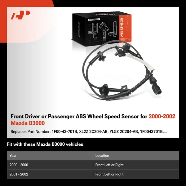 Front Driver or Passenger ABS Wheel Speed Sensor for 2000-2002 Mazda B3000