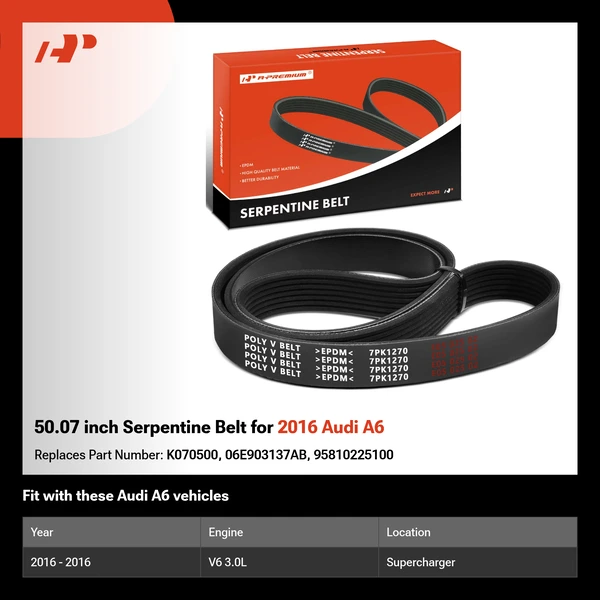 50.07 inch Serpentine Belt for 2016 Audi A6