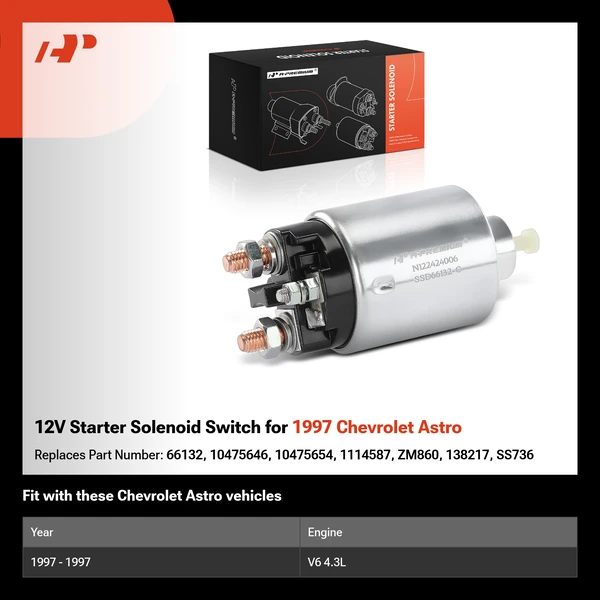 12V Starter Solenoid Switch for 1997 Chevrolet Astro