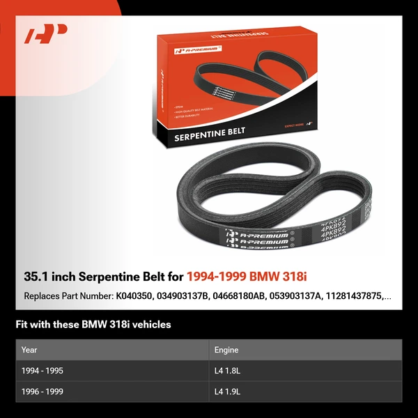 35.1 inch Serpentine Belt for 1994-1999 BMW 318i