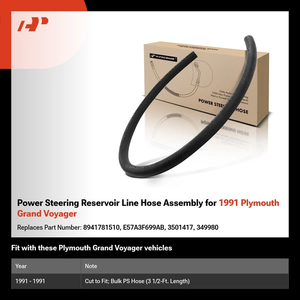 Power Steering Reservoir Line Hose Assembly for 1991 Plymouth Grand Voyager