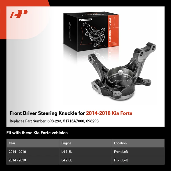 Front Driver Steering Knuckle for 2014-2018 Kia Forte