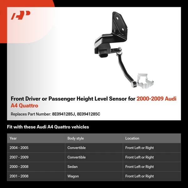 Front Driver or Passenger Height Level Sensor for 2000-2009 Audi A4 Quattro