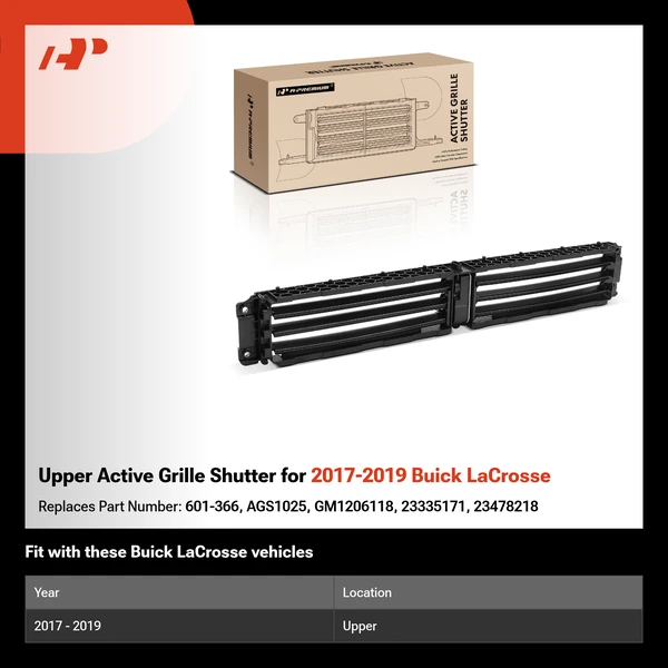 Upper Active Grille Shutter for 2017-2019 Buick LaCrosse