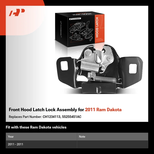 Front Hood Latch Lock Assembly for 2011 Ram Dakota