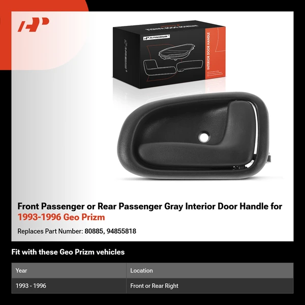 Front Passenger or Rear Passenger Gray Interior Door Handle for 1993-1996 Geo Prizm