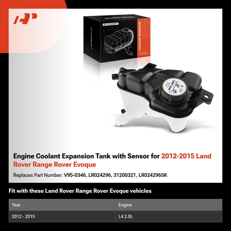 Engine Coolant Expansion Tank with Sensor for 2012-2015 Land Rover Range Rover Evoque