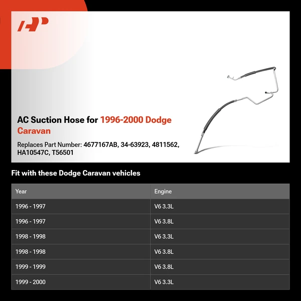 AC Suction Hose for 1996-2000 Dodge Caravan