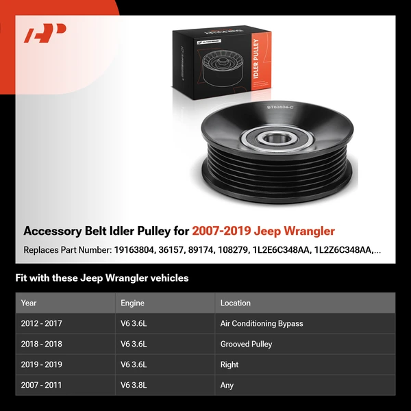 Accessory Belt Idler Pulley for 2007-2019 Jeep Wrangler