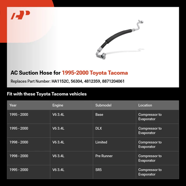 AC Suction Hose for 1995-2000 Toyota Tacoma