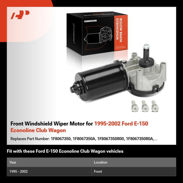 Front Windshield Wiper Motor for 1995-2002 Ford E-150 Econoline Club Wagon