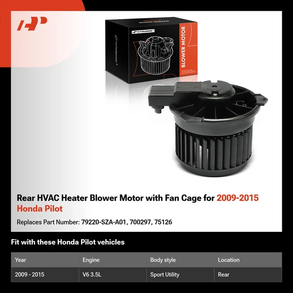 Rear HVAC Heater Blower Motor with Fan Cage for 2009-2015 Honda Pilot