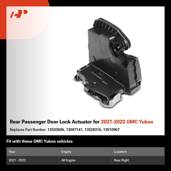 Rear Passenger Door Lock Actuator for 2021-2022 GMC Yukon