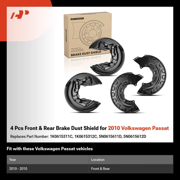 4 Pcs Front & Rear Brake Dust Shield for 2010 Volkswagen Passat