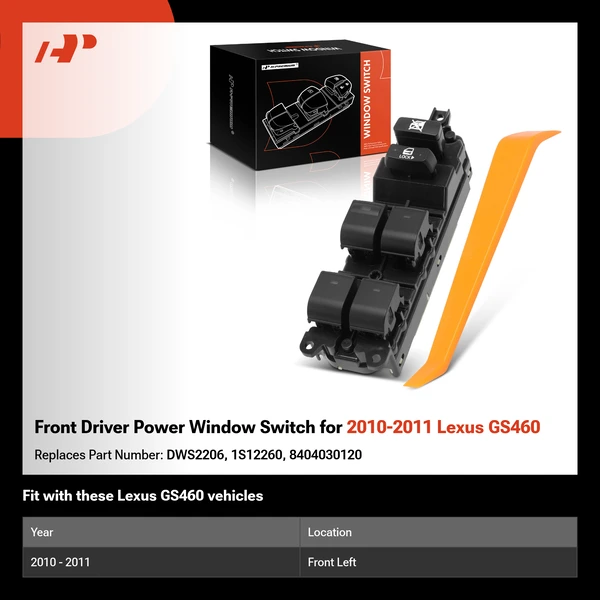 Front Driver Power Window Switch for 2010-2011 Lexus GS460