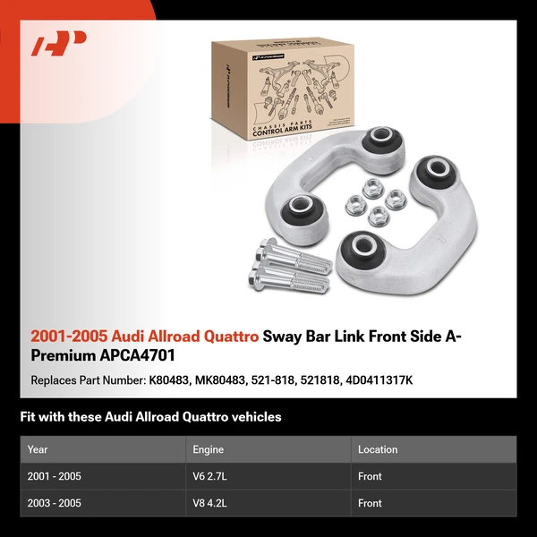 2001-2005 Audi Allroad Quattro Sway Bar Link Front Side A-Premium APCA4701