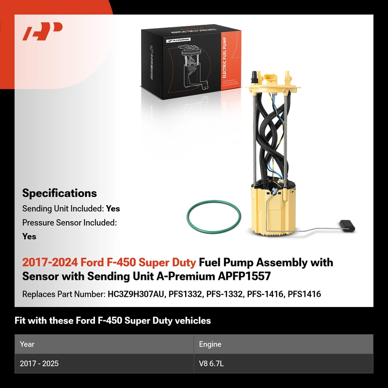 2017-2024 Ford F-450 Super Duty Fuel Pump Assembly with Sensor with Sending Unit A-Premium APFP1557