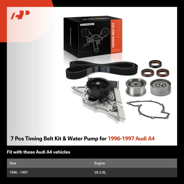 7 Pcs Timing Belt Kit & Water Pump for 1996-1997 Audi A4