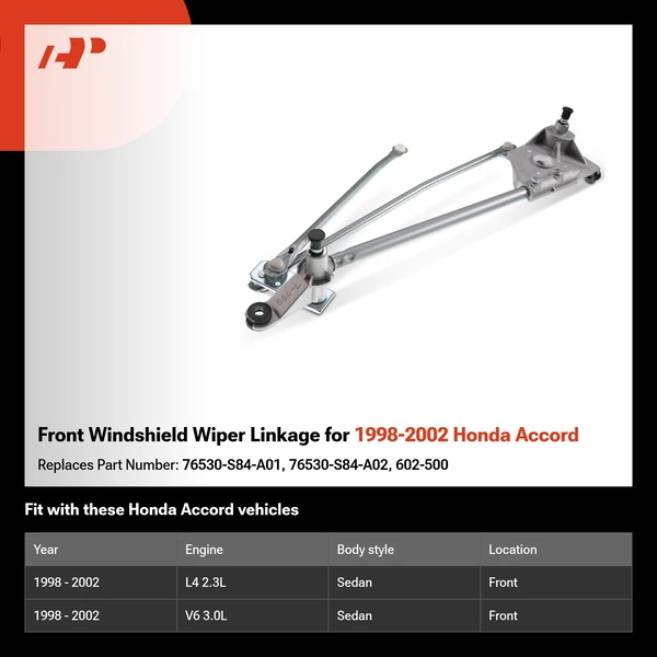 Front Windshield Wiper Linkage for 1998-2002 Honda Accord