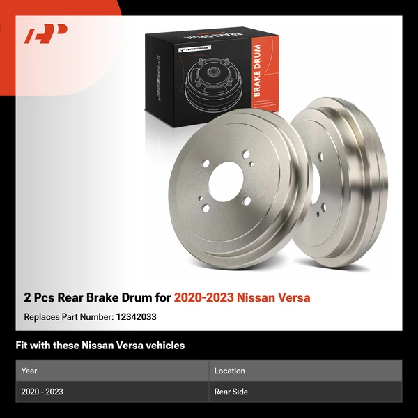 2 Pcs Rear Brake Drum for 2020-2023 Nissan Versa