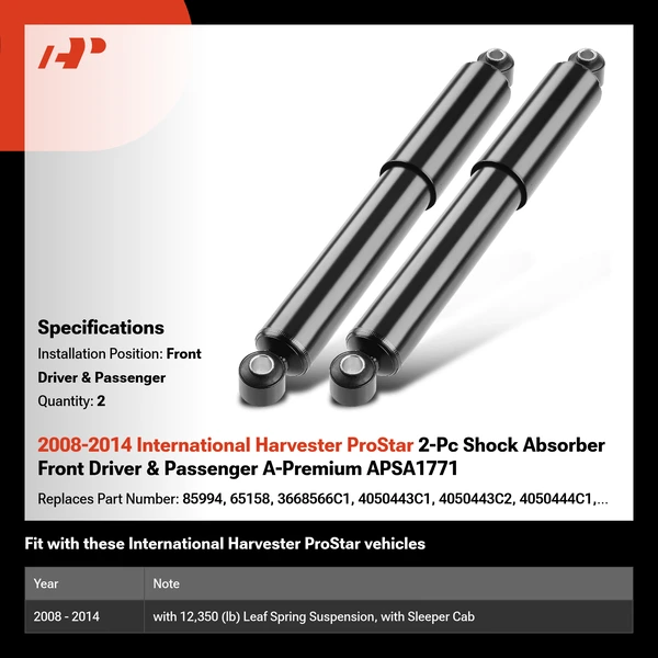2008-2014 International Harvester ProStar 2-Pc Shock Absorber Front Driver & Passenger A-Premium APSA1771
