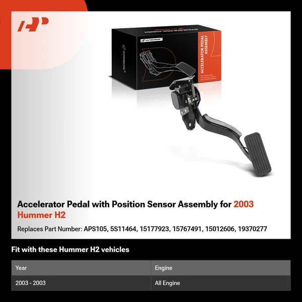 Accelerator Pedal with Position Sensor Assembly for 2003 Hummer H2